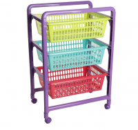Этажерка для игрушек на колесах, с выдвигающимися лотками