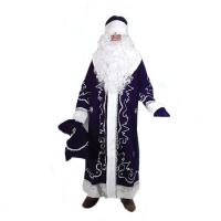 Костюм Деда Мороза "Боярский" бархат с орнаментом (синий)